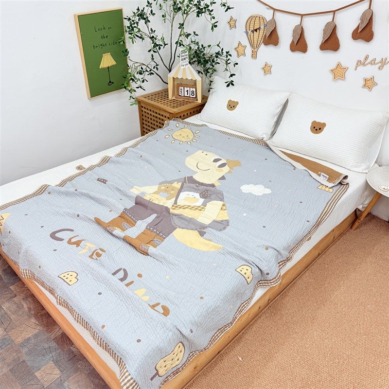 新款纱布单人卡通毛巾被空调A夏凉被夏季沙发毯午休午睡小毯子,床上用品,化纤被,淘宝优惠券,粉丝福利购,淘宝优惠卷