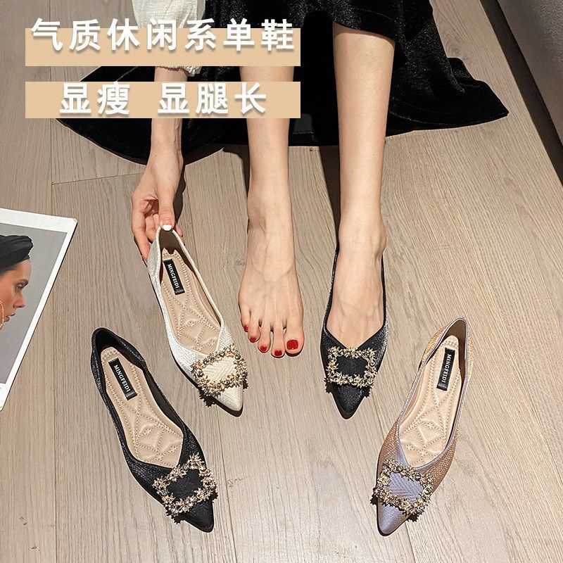 尖软底单鞋女2024新款秋季浅口豆百搭韩版平L底83102豆鞋水钻扣瓢,童鞋/婴儿鞋/亲子鞋,运动鞋,淘宝优惠券,粉丝福利购,淘宝优惠卷