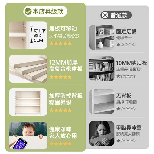 奶油风桌面c书架立式多层桌上置物架展示架立柜靠墙小柜子收纳架
