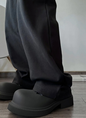 德比鞋黑色男鞋2024r新款夏季厚底增高大头鞋休闲哑光男圆头皮鞋