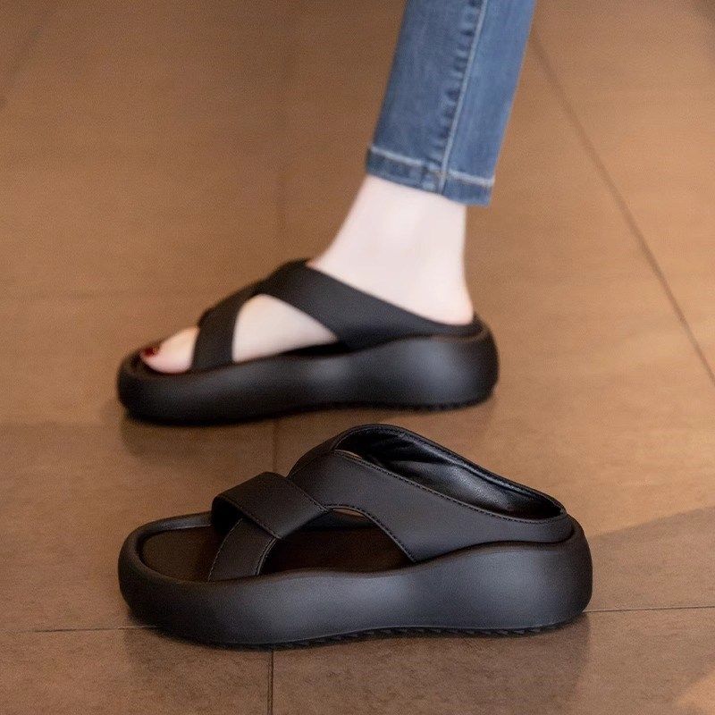 凉拖鞋女夏季外穿2025新款厚底休闲F沙滩凉鞋时尚孕妇踩屎感一字,女鞋,一字拖,淘宝优惠券,粉丝福利购,淘宝优惠卷