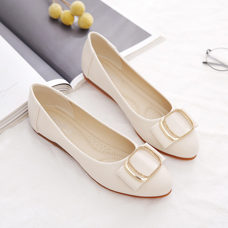 单鞋女平底鞋2023新r款春秋女鞋百搭妈妈鞋子夏软皮软底防滑豆豆,女鞋,浅口单鞋,淘宝优惠券,粉丝福利购,淘宝优惠卷