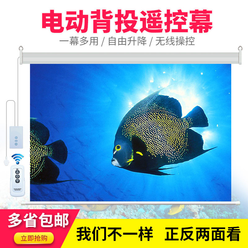 飞丽马做投影电动幕布100寸120寸定背投幕 高清投影.幕双面成像