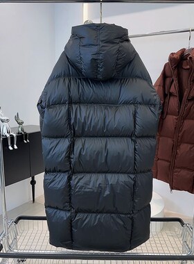 欧货黑色羽绒服女中长款2t024冬季新款飘带大被子过膝保暖宽松加