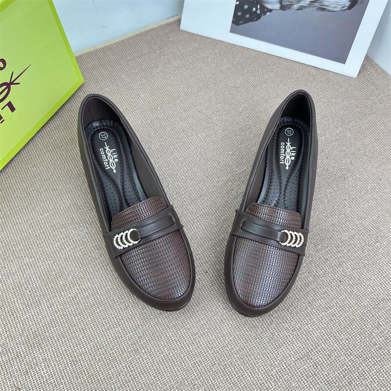 职业高跟鞋女黑色粗跟单鞋2025早春新款软底P轻便一脚蹬空姐工作