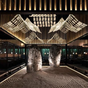 酒店大堂宴会厅酒楼售楼部沙盘中式艺F术瓦片屋檐造型吊灯非标定