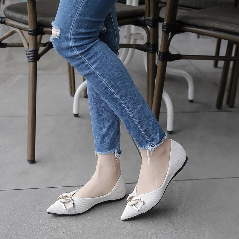 尖头单鞋女平底2024新款春秋季C百搭瓢鞋夏浅口黑色淑女软底豆豆,女鞋,浅口单鞋,淘宝优惠券,粉丝福利购,淘宝优惠卷