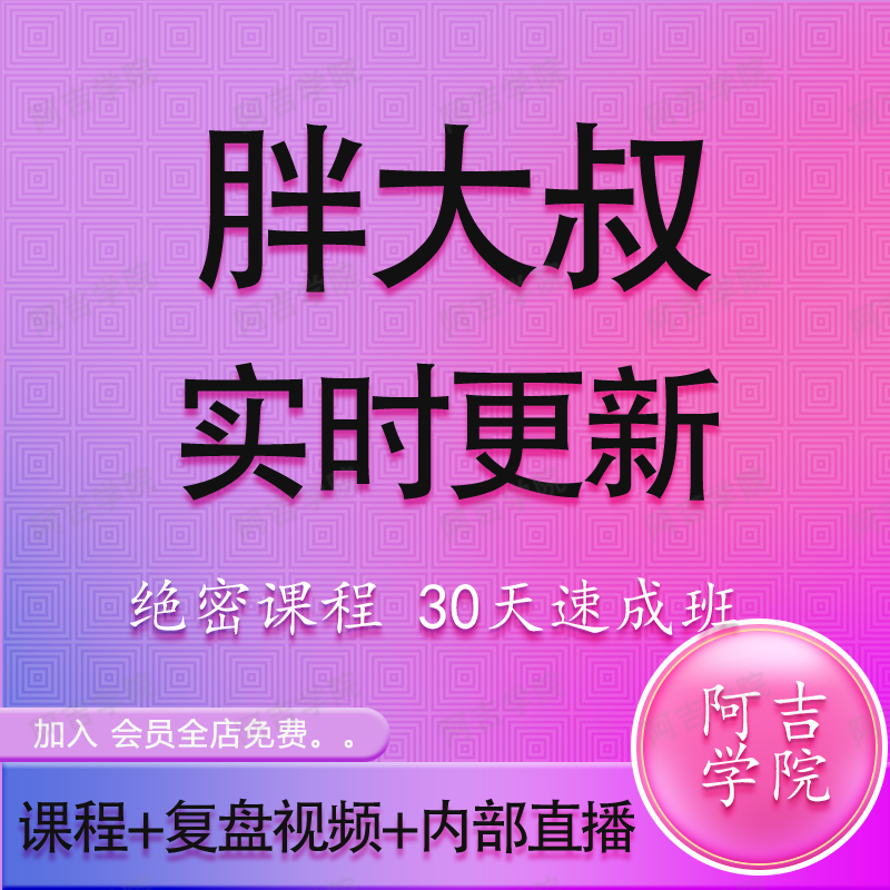 游资胖大叔30天速成班每日复盘视频学习资料内部直播视频股票短线