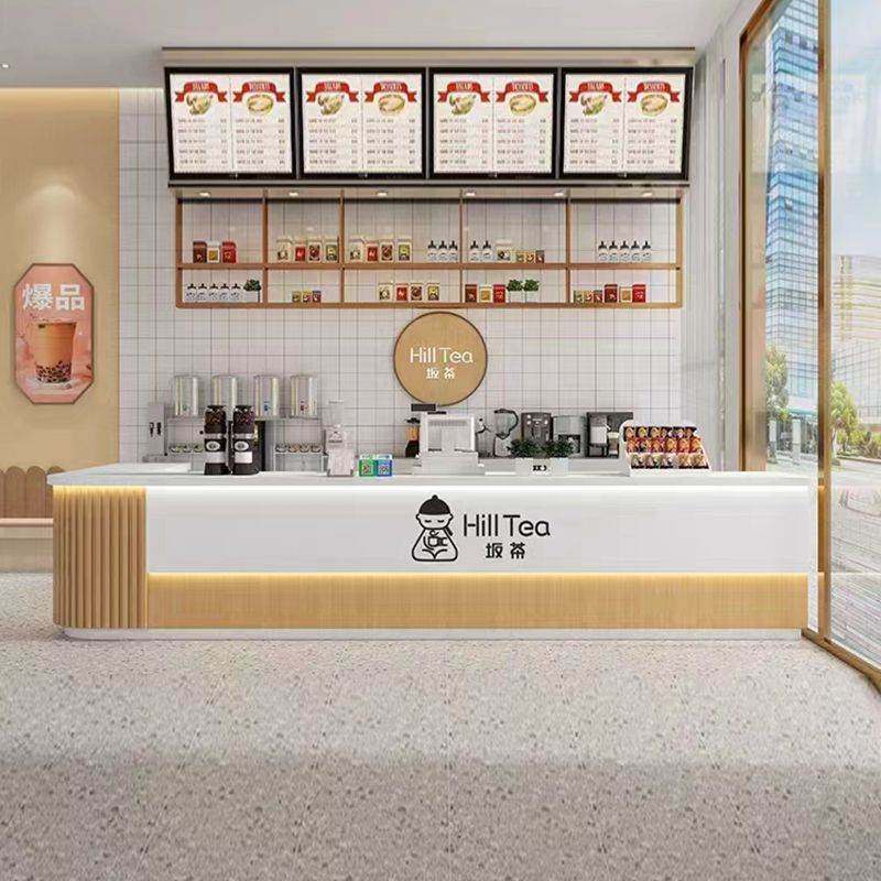奶茶店吧台收银台水吧台转角小吃冷饮店台球厅餐厅炸鸡汉堡前台桌