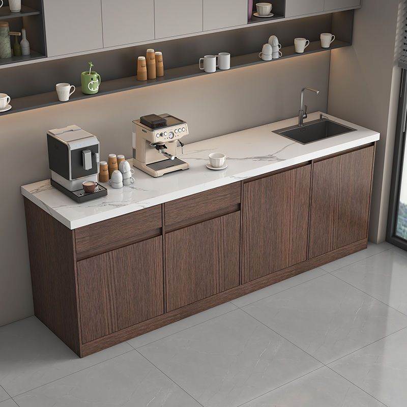 靠墙茶水吧大理石台简约家