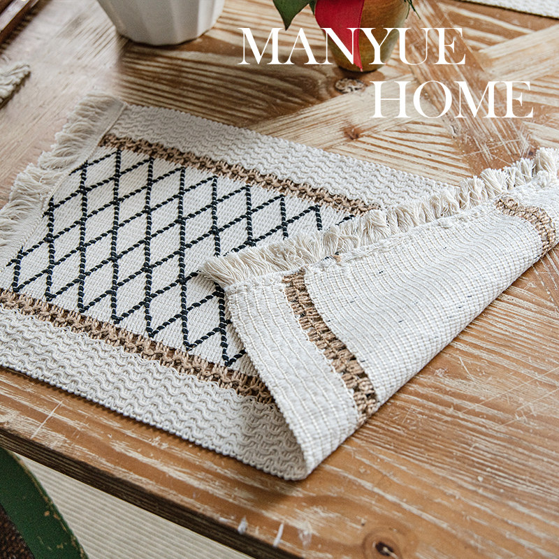 蔓越家  棉麻餐垫隔热盘子餐布西餐防烫桌垫学生餐巾摆拍背景布艺