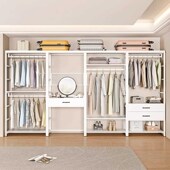 放式 衣帽间卧室衣帽架子落地金属层挂衣架 步入式