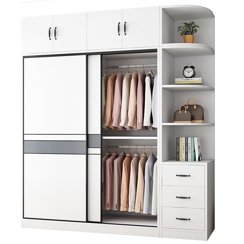 衣柜家用卧室实木推拉门现代工厂直销组装儿童小户型衣橱