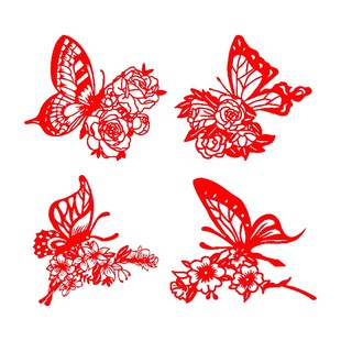 蝴蝶剪纸作品成品蝶恋手工刻画图案镂空窗动物刻纸装饰剪纸画