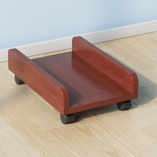 电脑机托架木质滑轮机箱托盘底座台式家用办公电脑支架