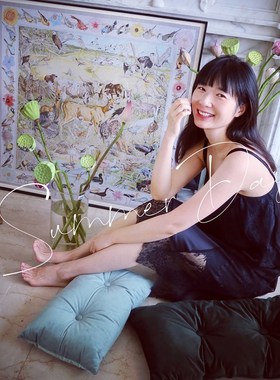 inot  绝版壁炉丝巾画夏日森林色彩客厅大幅装饰画