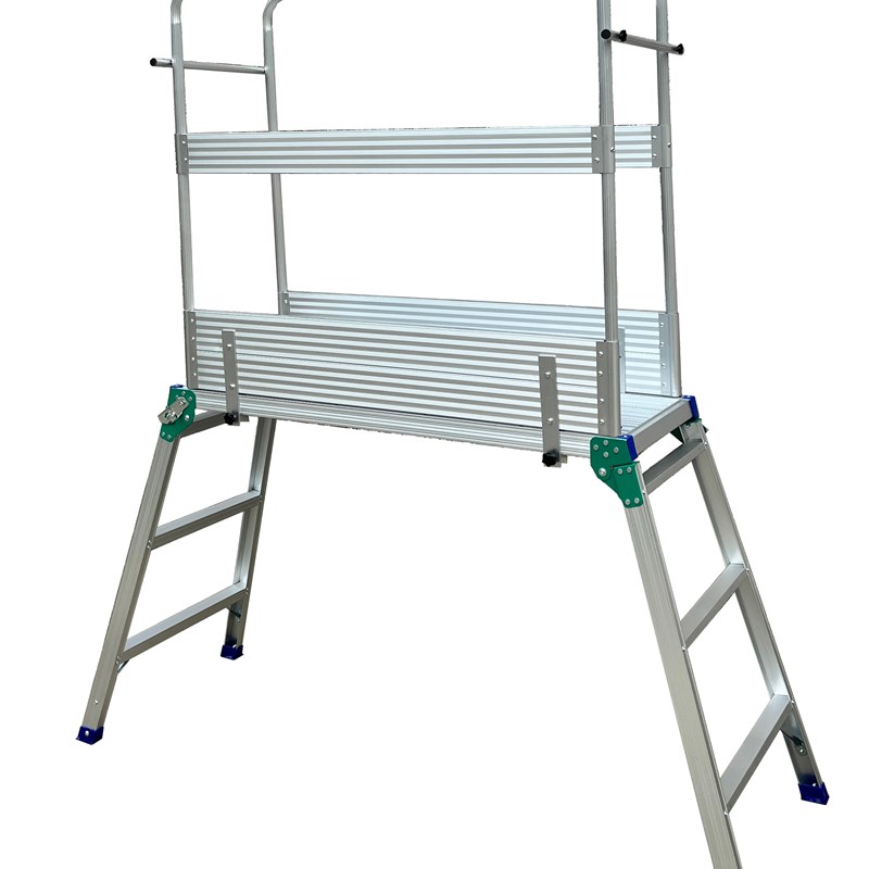 折叠理货便携马凳伸缩升降工作台工程脚手架铝合金带围栏梯子