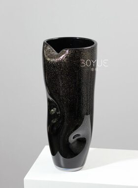 甄选现简约不规则曲面金箔琉璃花样板间客厅餐厅鲜花干花装饰器皿