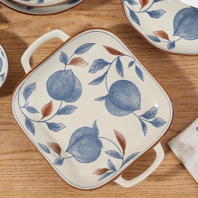 中式桃喜系列爆款家用釉下彩耐高温陶瓷餐具碗盘套装食品级碗盘