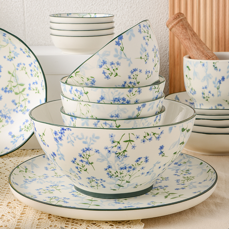 中式乔迁陶瓷餐具碗盘套装可微波