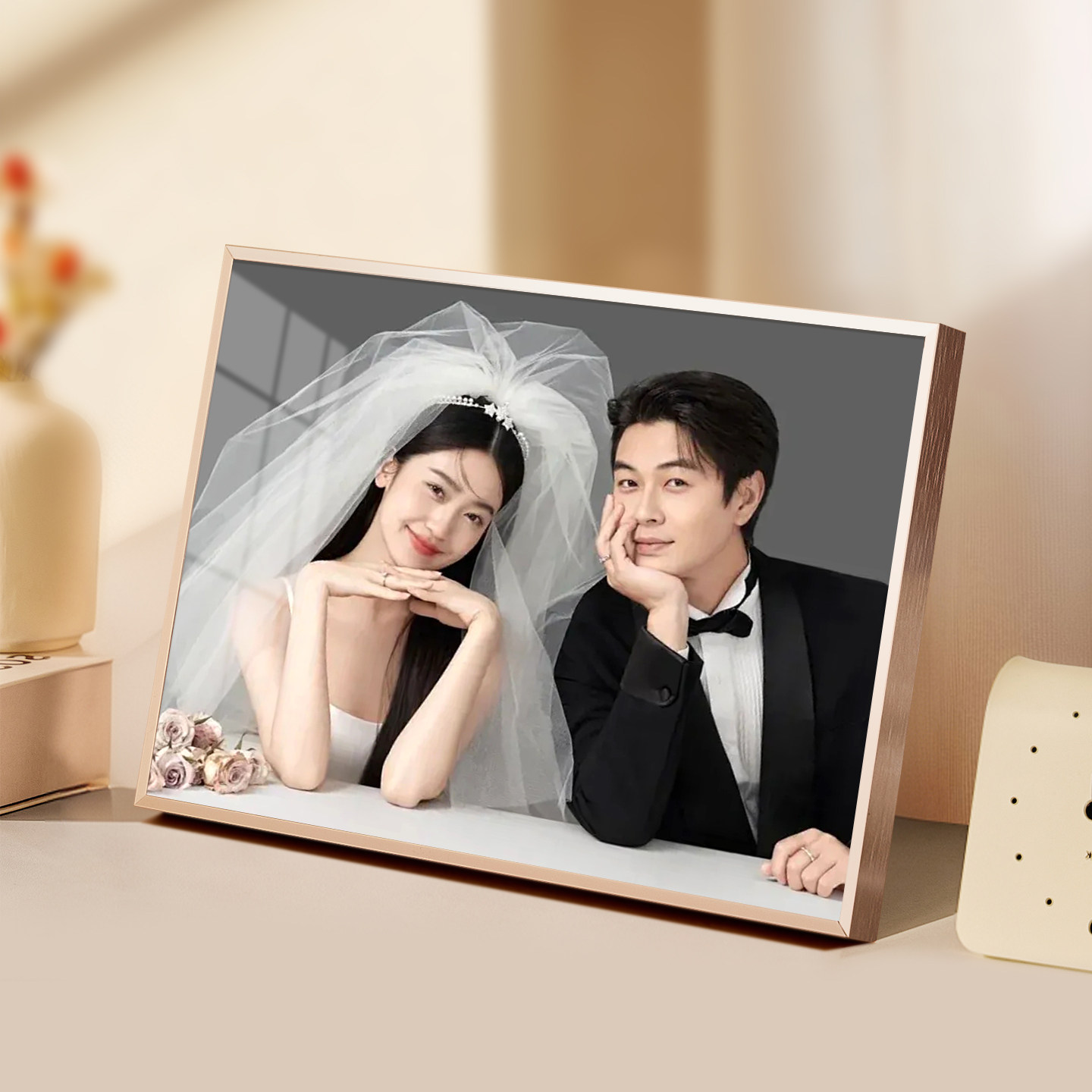 相框摆台定制高级感端加打印冲洗婚纱照片相片放大做成结婚照相框