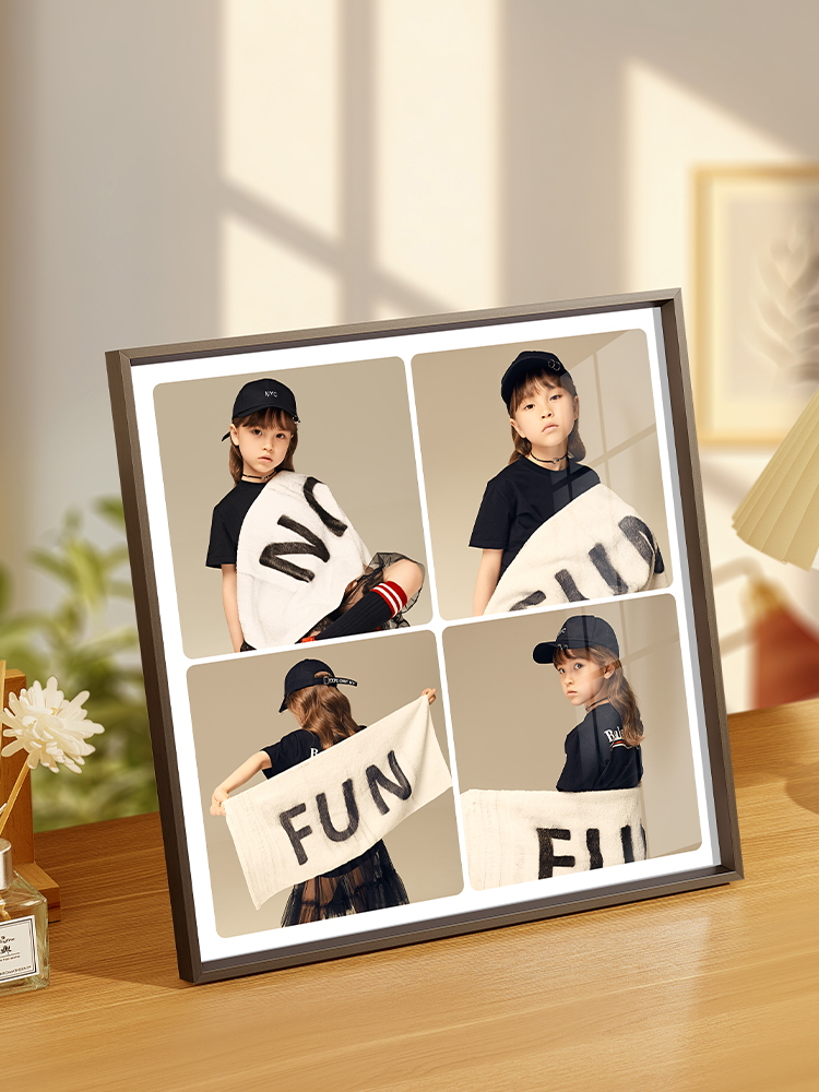 方形四宫格婚纱照相框摆台定制洗宝宝儿童相片制作相册放大全家福