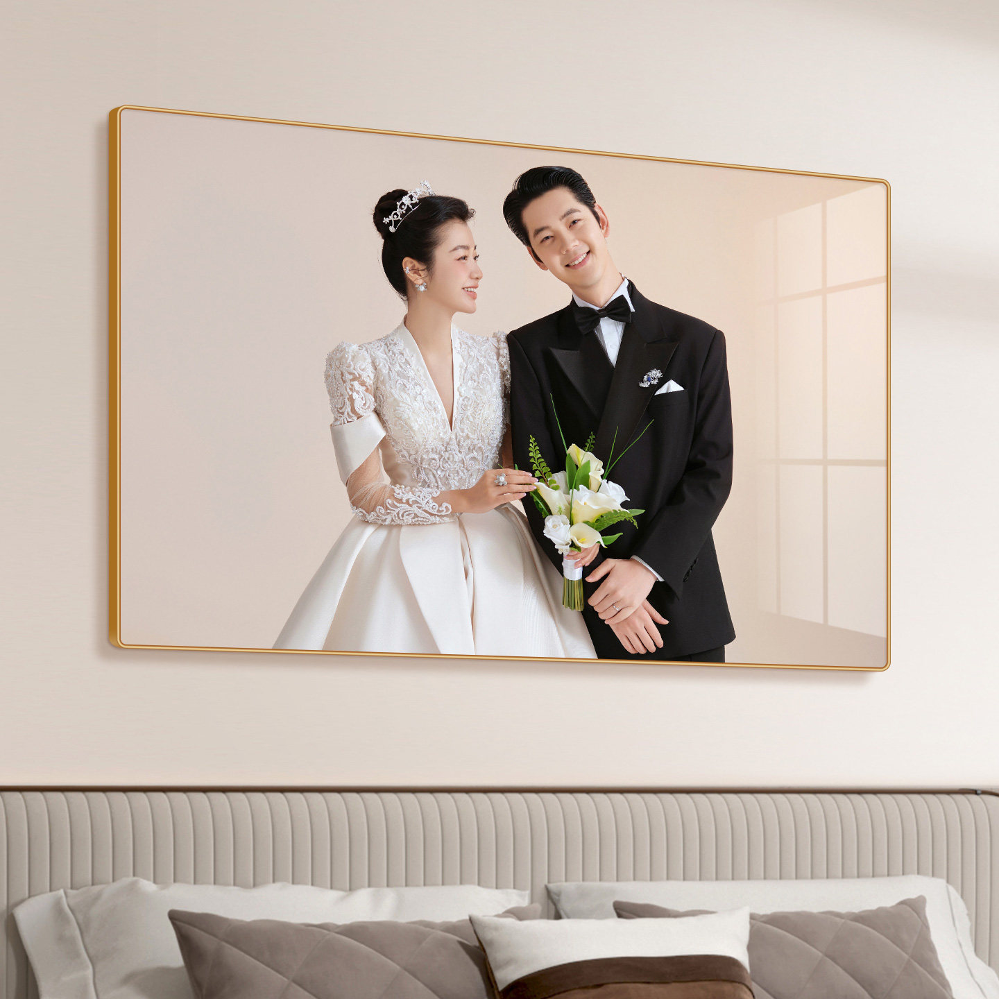 婚纱照相框定制免打孔挂墙加打印洗照相片做成情侣结婚照床头相框,家居饰品,相框/画框,淘宝优惠券,粉丝福利购,淘宝优惠卷