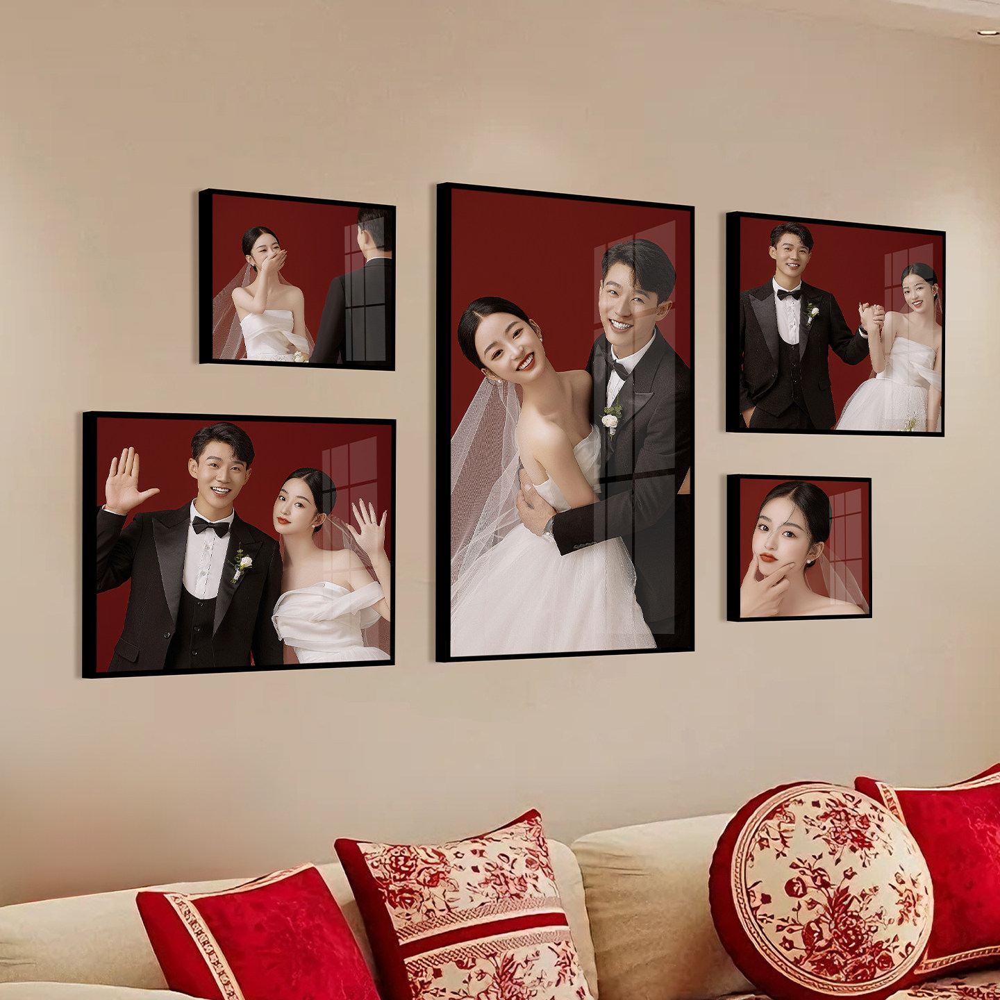 定制照片墙相框加冲印婚纱照结婚照相框组合挂墙加洗相片展示打印