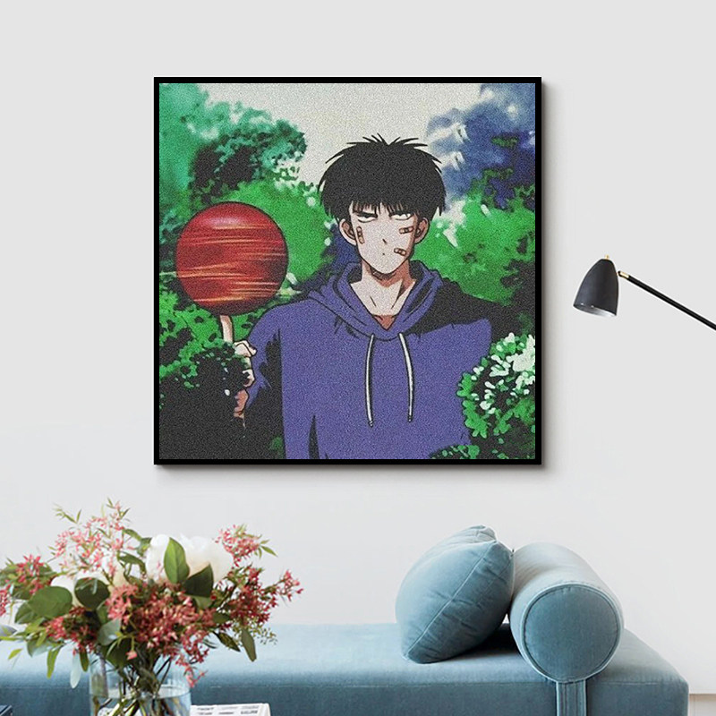 九宫格灌篮高手diy数字油画 手绘填色油彩画小尺寸樱木花道流川枫