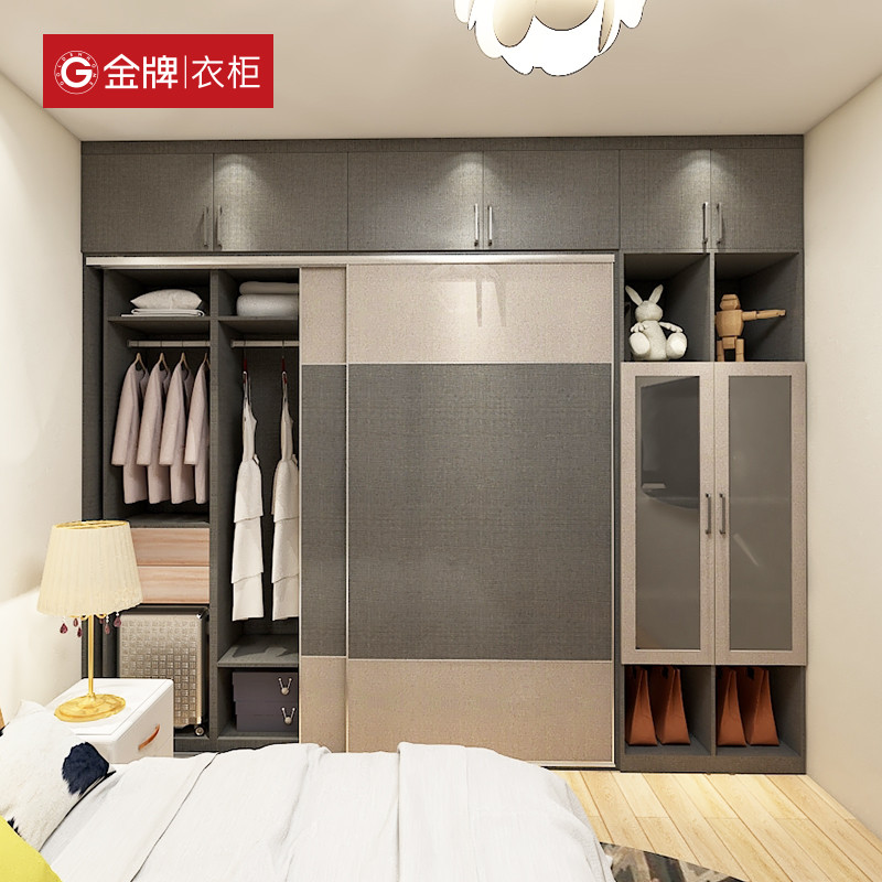 金牌定制走入式平开门衣柜全屋定制家具整体转角衣帽间柜子组合