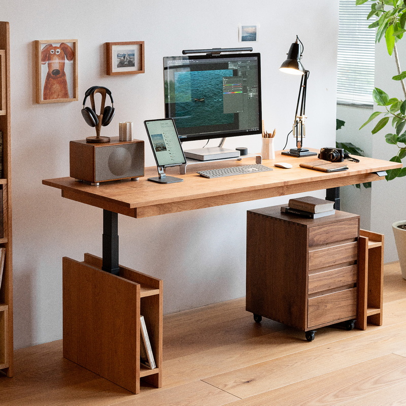 升降桌电动 实木家用电脑工作台书桌办公桌子