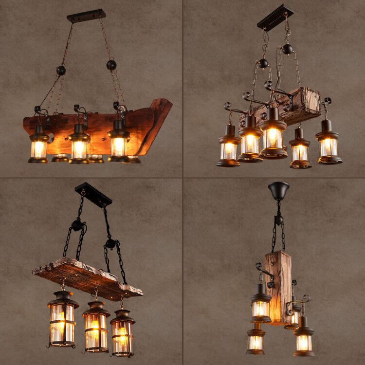 复古吊灯怀旧美式乡村餐厅酒吧漫咖啡loft创意个性船木工业风灯具