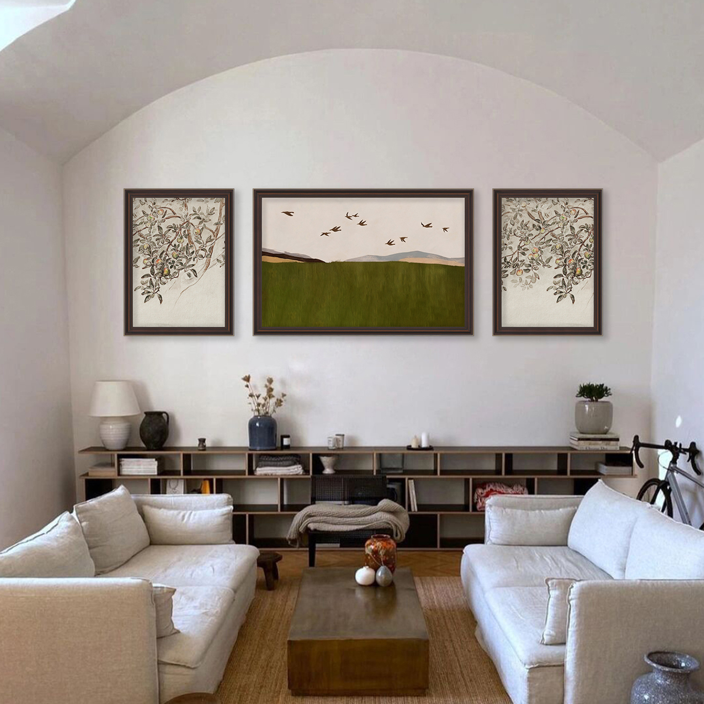 背有靠山中古风背墙景油画挂画