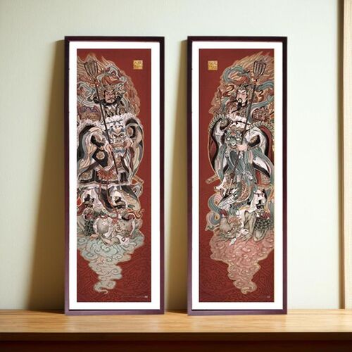 TOI新年拼图580片福瑞呈祥相框70 20门神加卡纸留白X木框挂墙定制
