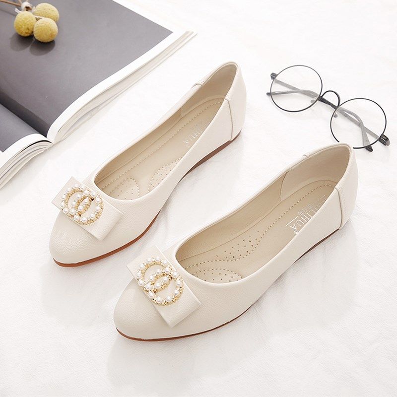 单鞋女鞋子2024年新款春秋百搭豆豆鞋夏防滑妈妈T鞋软皮软底平底,女鞋,浅口单鞋,淘宝优惠券,粉丝福利购,淘宝优惠卷