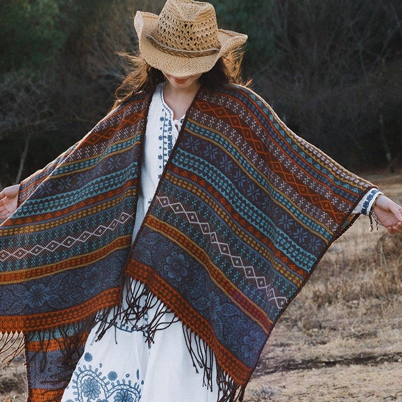 2025新款民族风外搭围巾女户外旅游保暖百搭披肩斗W篷两用加厚围,服饰配件/皮带/帽子/围巾,围巾/丝巾/披肩,淘宝优惠券,粉丝福利购,淘宝优惠卷