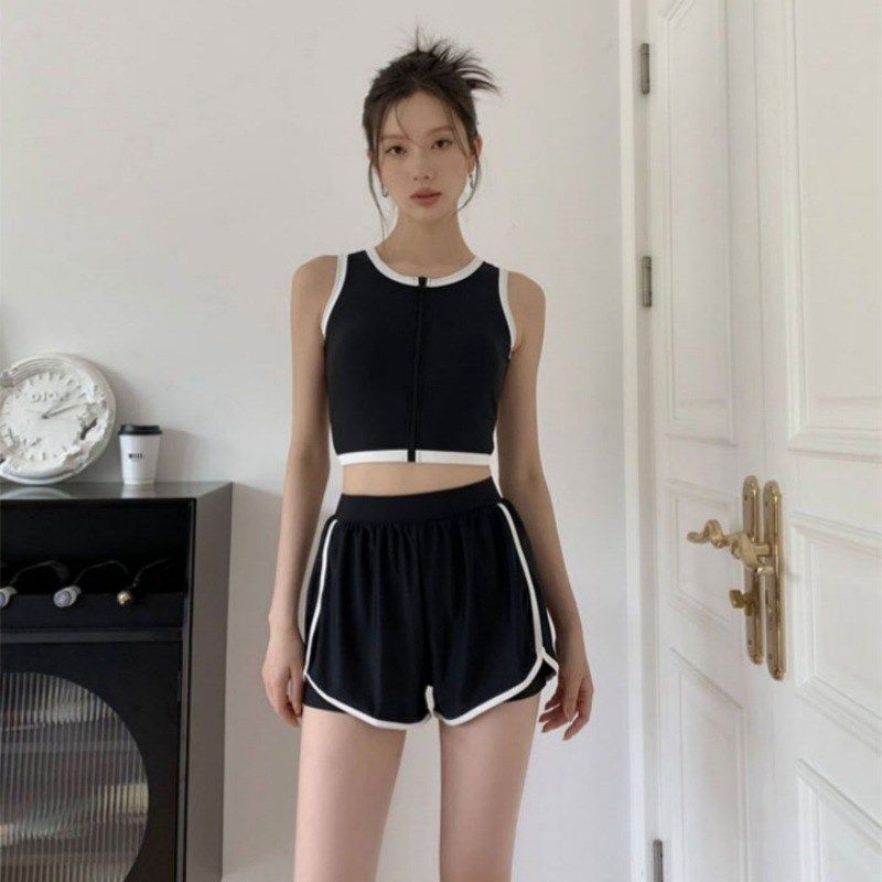 新款分体泳衣女学生小胸运动保守平角裤显Q瘦遮肚温泉游泳装,运动/瑜伽/健身/球迷用品,分体泳衣,淘宝优惠券,粉丝福利购,淘宝优惠卷