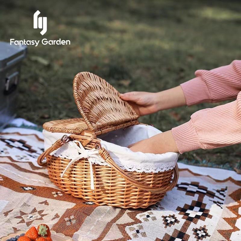 野餐篮子a藤编收纳筐装水果篮手提编织买菜收纳篮礼品篮户外篮子,收纳整理,购物篮,淘宝优惠券,粉丝福利购,淘宝优惠卷