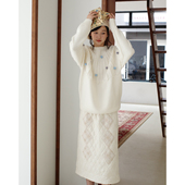 aww 上衣 手工毛球·球球套头圆领宽松毛衣羊毛圆领插肩袖