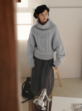 aww 高克重·深冬·高领毛衣斗篷假两件厚上衣2025秋冬