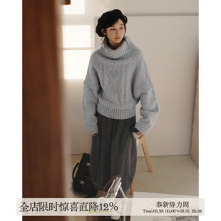 aww 高克重·深冬·高领毛衣斗篷假两件厚上衣2025秋冬