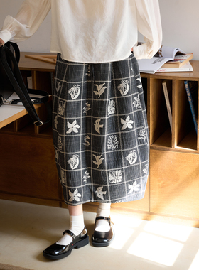 aww 重工系列·绣花日系气球型文艺复古花苞半身裙