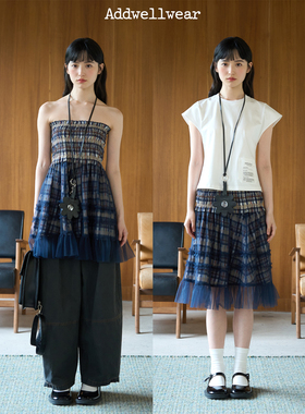 aww 重工抽褶拼接·两穿设计半裙短款花边打褶薄纱上衣原创设计