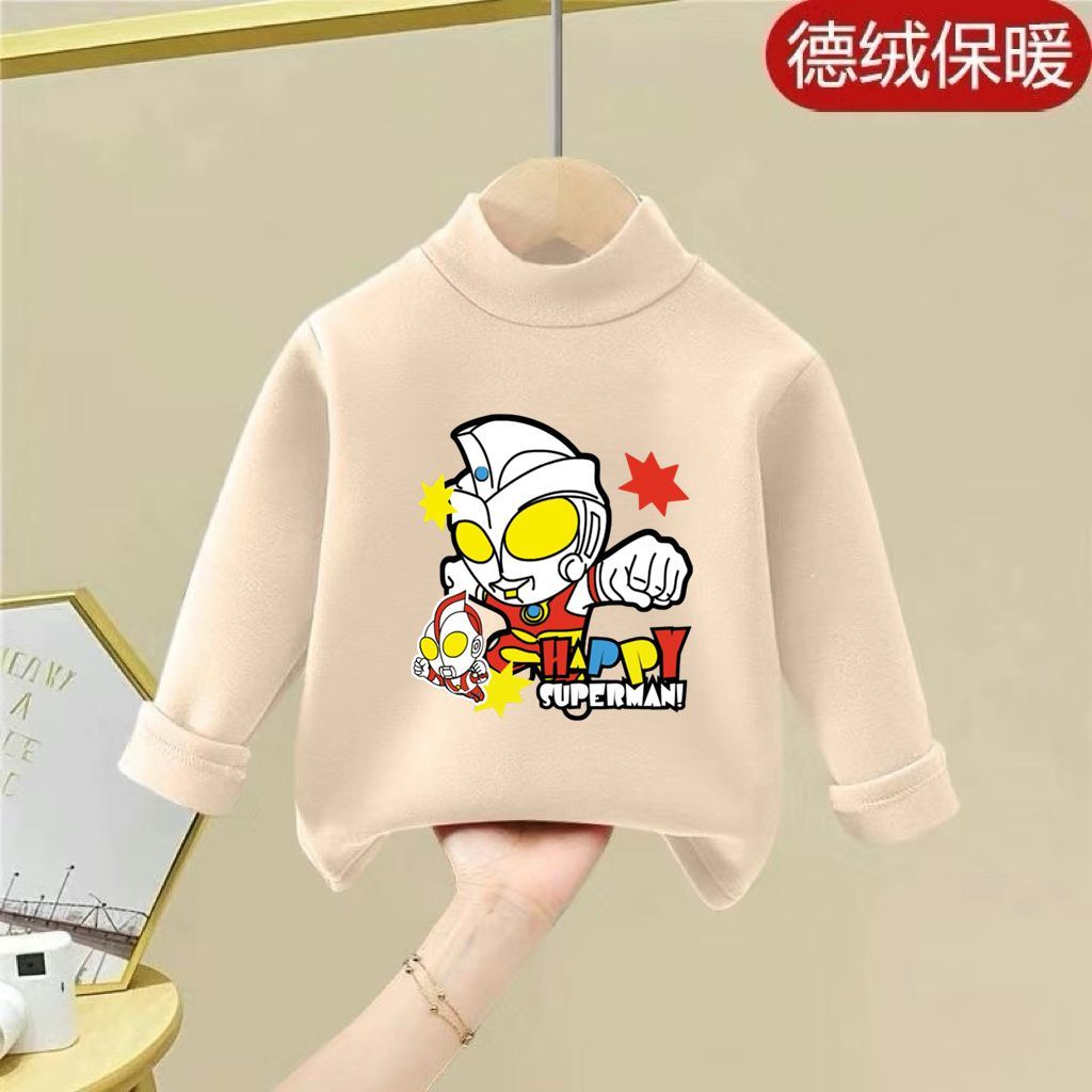 德绒秋冬季保暖半高领长袖打底衫