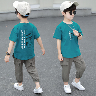 网红男童夏装套装2021新款w儿童洋气防蚊裤两件套男孩夏季韩版帅