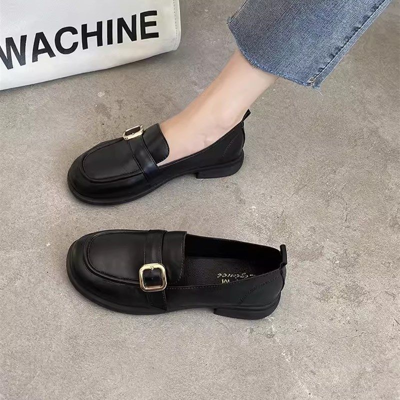 春夏单鞋女一脚蹬黑色小皮鞋英伦风平底上班单N鞋2024新款豆豆鞋,女鞋,乐福鞋（豆豆鞋）,淘宝优惠券,粉丝福利购,淘宝优惠卷
