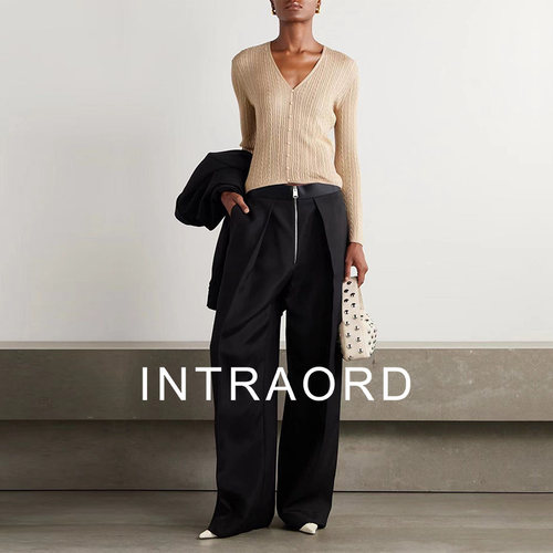 INTRAORD 奢品级LP老钱风 V领绞花可机洗烘干羊绒羊毛女士开衫