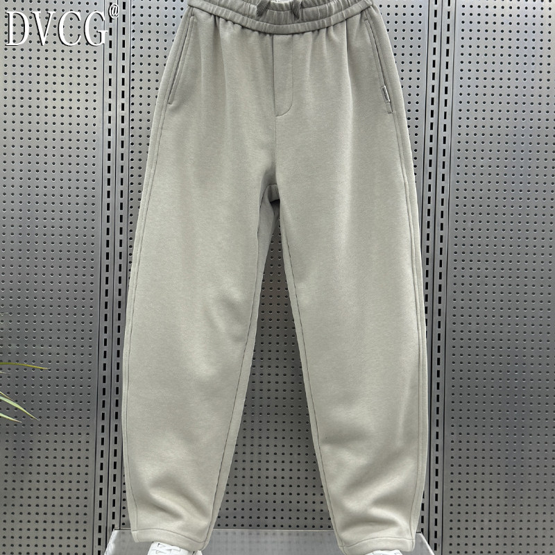 高端秋冬季休闲裤男士宽松加绒运动潮流直筒卫裤百搭弯刀裤子男款