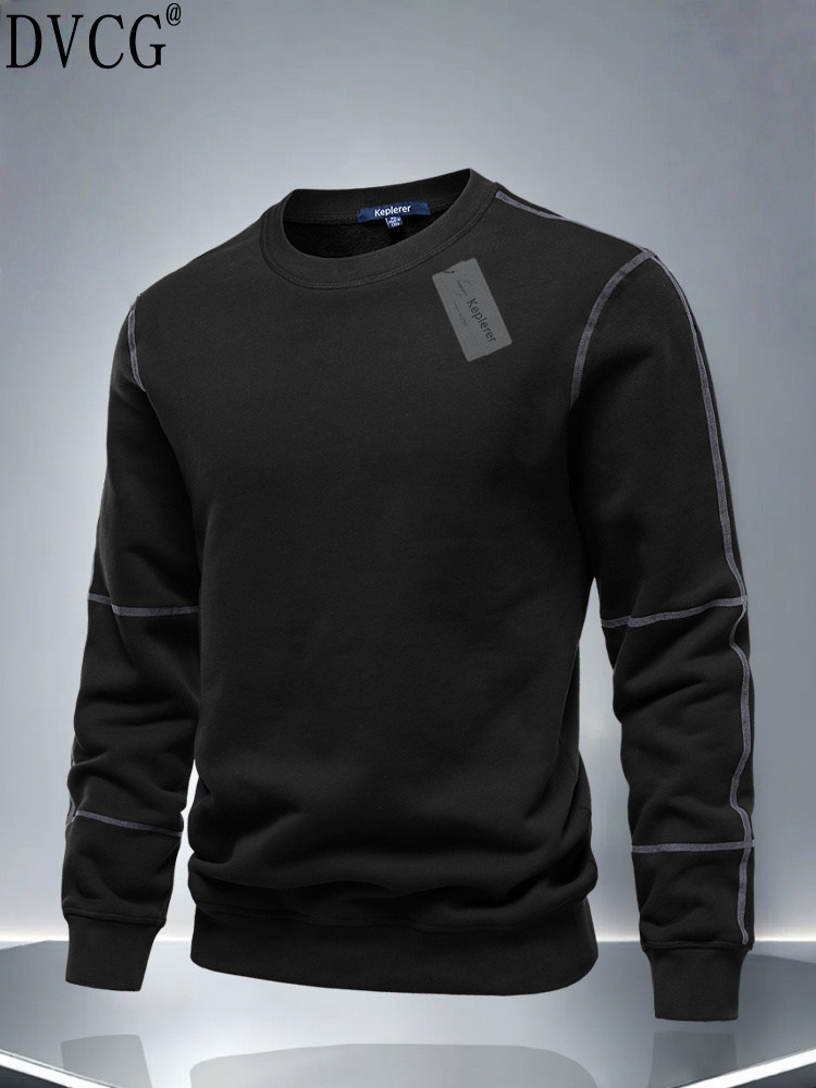 高端秋冬季加绒加厚重磅纯棉卫衣男士长袖圆领套头外套打底衫男款