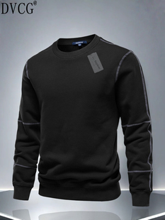 高端秋冬季加绒加厚重磅纯棉卫衣男士长袖圆领套头外套打底衫男款